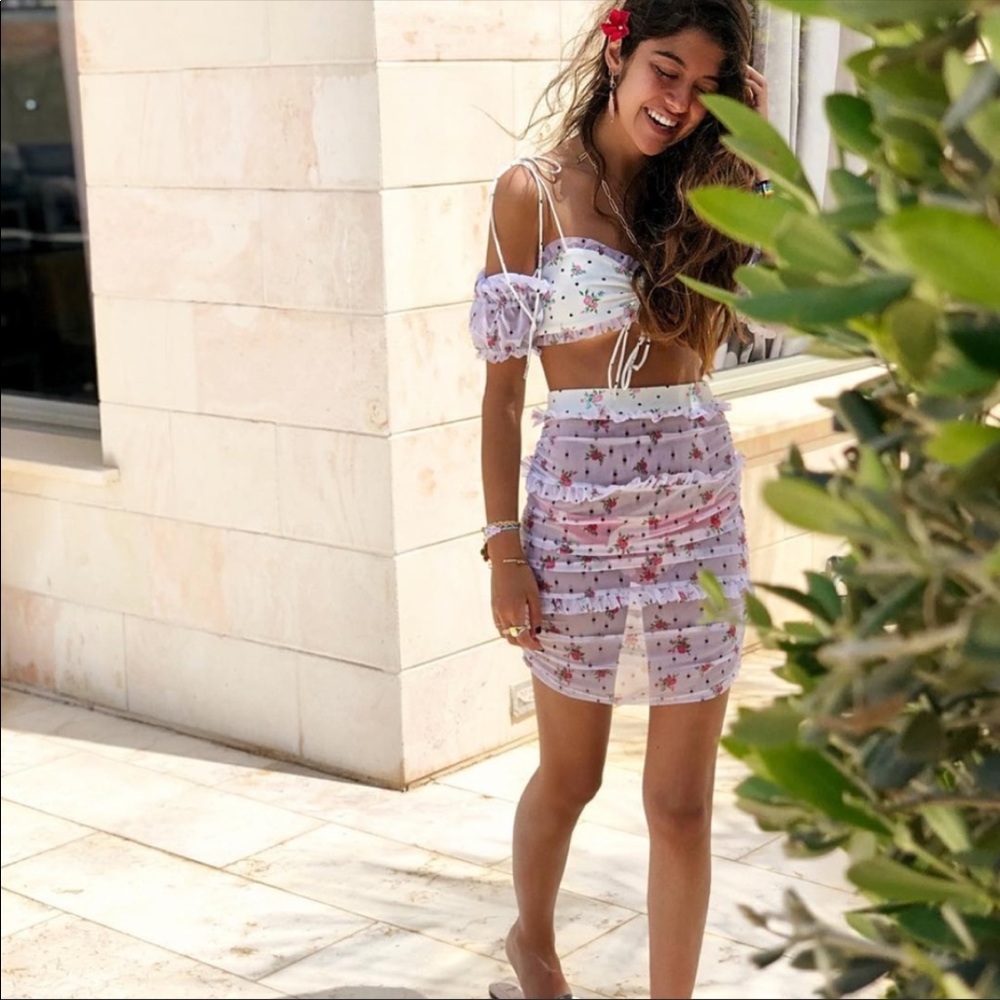 For love and lemons Cindy ruched 3-piece set bikini and coverup
